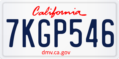 CA license plate 7KGP546