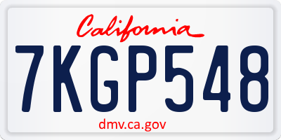 CA license plate 7KGP548