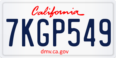 CA license plate 7KGP549