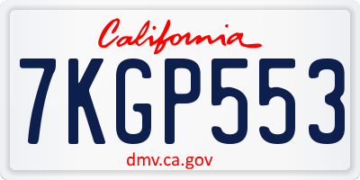CA license plate 7KGP553