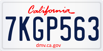 CA license plate 7KGP563