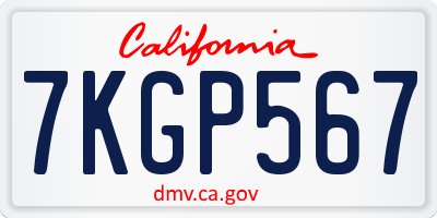 CA license plate 7KGP567