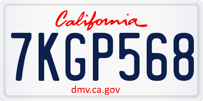 CA license plate 7KGP568