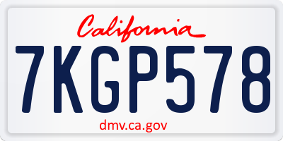 CA license plate 7KGP578