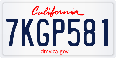 CA license plate 7KGP581