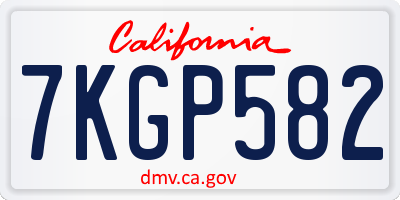CA license plate 7KGP582