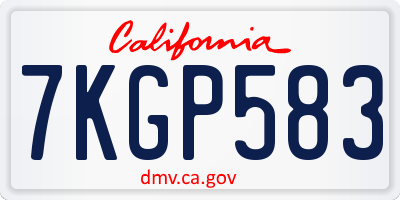 CA license plate 7KGP583