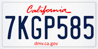 CA license plate 7KGP585