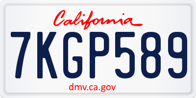 CA license plate 7KGP589
