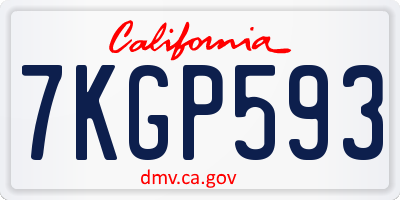 CA license plate 7KGP593