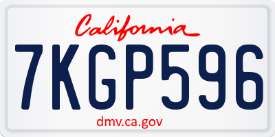 CA license plate 7KGP596