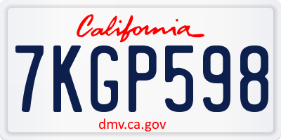CA license plate 7KGP598