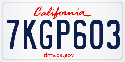 CA license plate 7KGP603