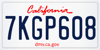 CA license plate 7KGP608