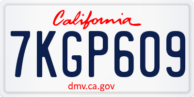 CA license plate 7KGP609