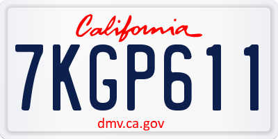 CA license plate 7KGP611