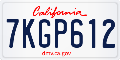 CA license plate 7KGP612
