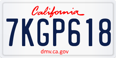 CA license plate 7KGP618