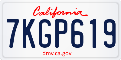 CA license plate 7KGP619