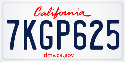 CA license plate 7KGP625
