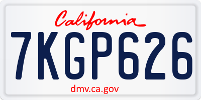 CA license plate 7KGP626