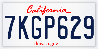 CA license plate 7KGP629