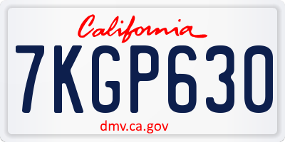 CA license plate 7KGP630