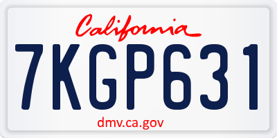 CA license plate 7KGP631