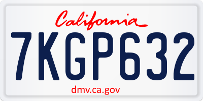 CA license plate 7KGP632