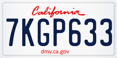 CA license plate 7KGP633