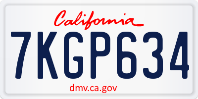CA license plate 7KGP634