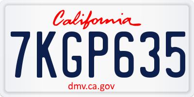 CA license plate 7KGP635