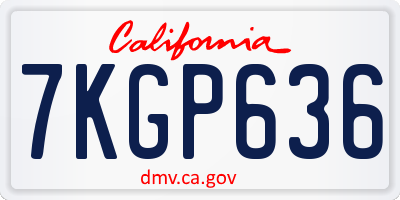 CA license plate 7KGP636