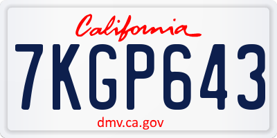 CA license plate 7KGP643