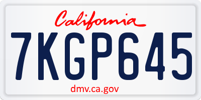 CA license plate 7KGP645