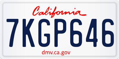 CA license plate 7KGP646