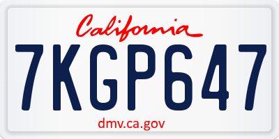 CA license plate 7KGP647