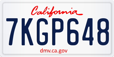 CA license plate 7KGP648