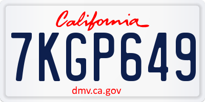 CA license plate 7KGP649