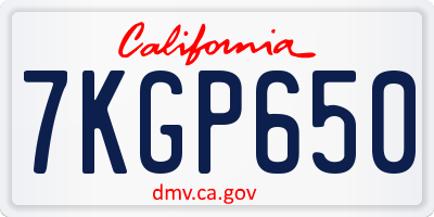 CA license plate 7KGP650
