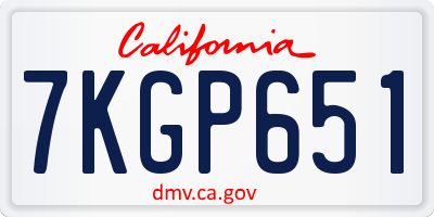 CA license plate 7KGP651