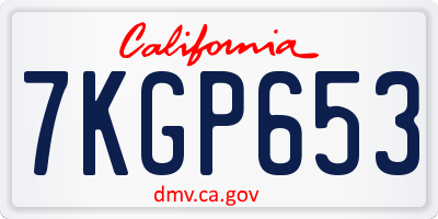 CA license plate 7KGP653