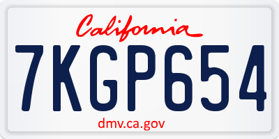 CA license plate 7KGP654