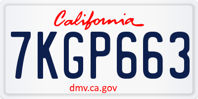 CA license plate 7KGP663
