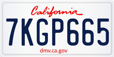 CA license plate 7KGP665