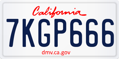 CA license plate 7KGP666
