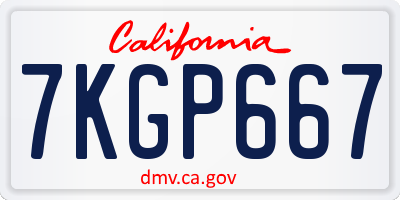 CA license plate 7KGP667
