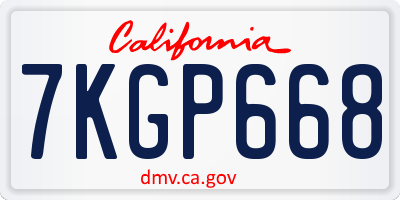 CA license plate 7KGP668