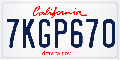 CA license plate 7KGP670