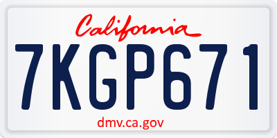 CA license plate 7KGP671